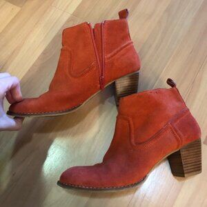 Via Spiga Orange Suede Boots, Size 8